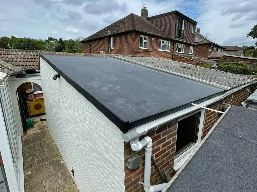The same garage after A-List Roofing fitted a new flat roof covering